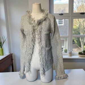 English Rose Textured Knit Fringe Cardigan Jacket | Chic Button down Sweater